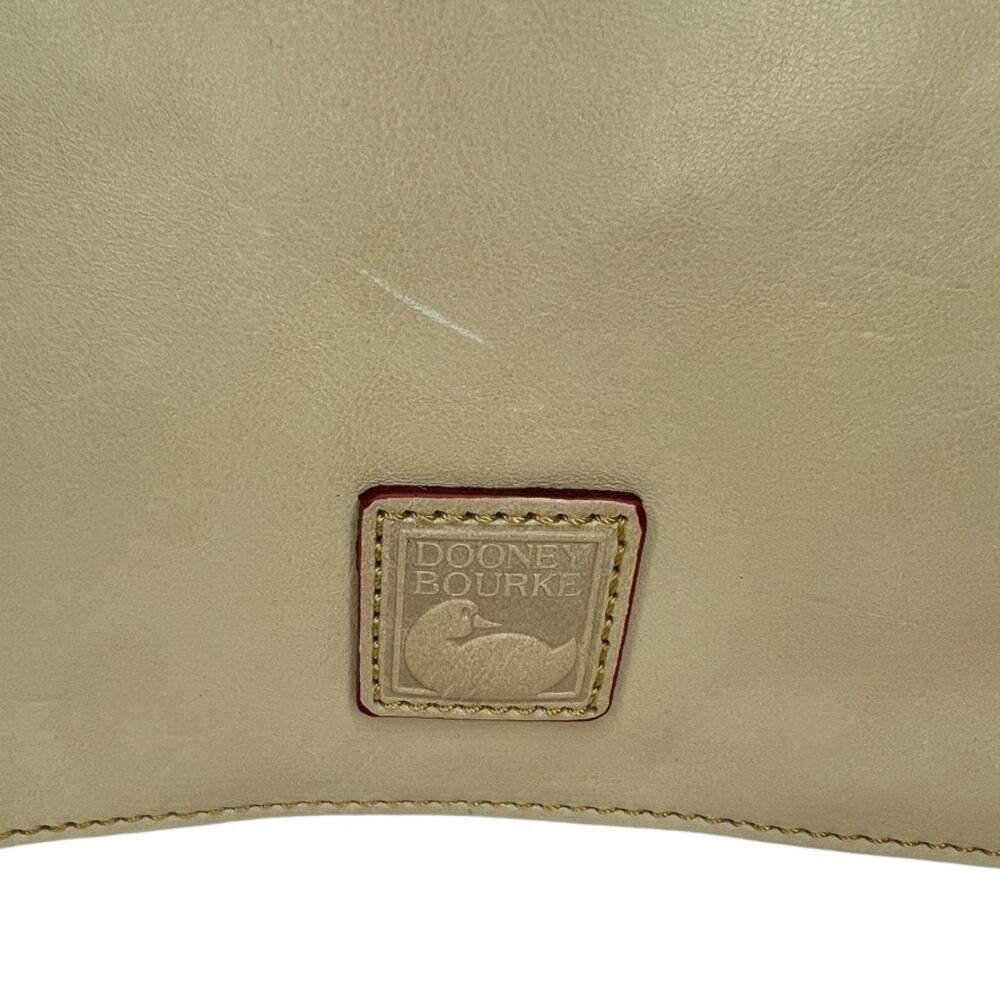 Dooney & Bourke cream binocular bag w/brown leather stitching, red interior - Picture 10 of 16